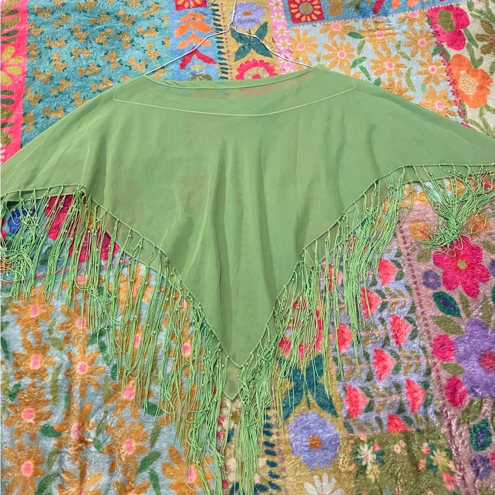 Green Fringe Women's Sweater